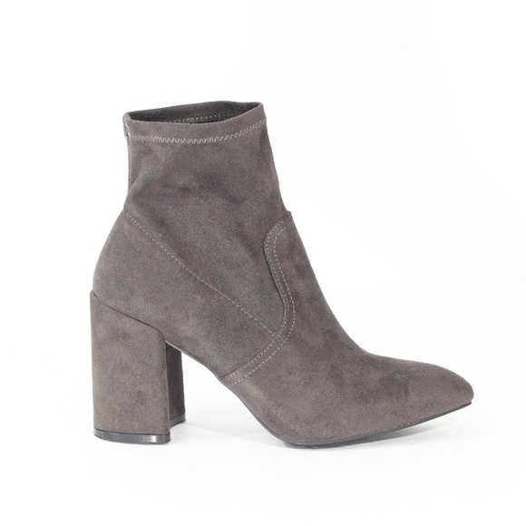 Qupid Shoes - Qupid Sock Boots Faux Suede Booties New Women gray